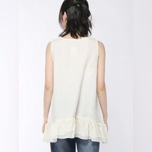 CLU | Hemp Organic Cotton Linen Cream & White Colorblock Top Ruffle Hem